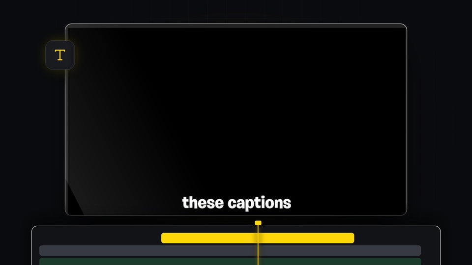 White bold subtitle text on a black screen created with captions in Premiere Pro