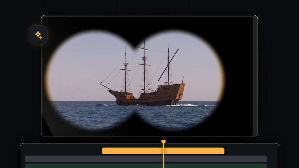 Ship seen through a binocular effect with two circles and a soft glowing edge in Premiere Pro
