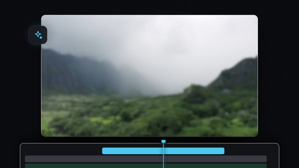 A misty green mountain landscape softly blurred in Premiere Pro, ready to sharpen into focus