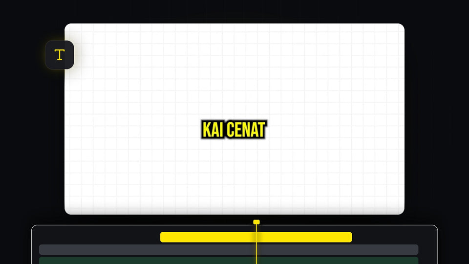 Yellow Kai Cenat style caption with a thick black outline on a white background, made in Premiere Pro