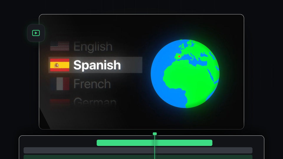 Spinning globe with a language list highlighting Spanish for changing the language in Premiere Pro