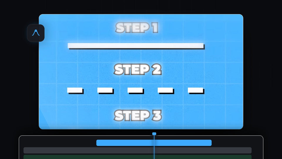 Solid line turning into a dashed line in a three step diagram on a blue background, made in Premiere Pro