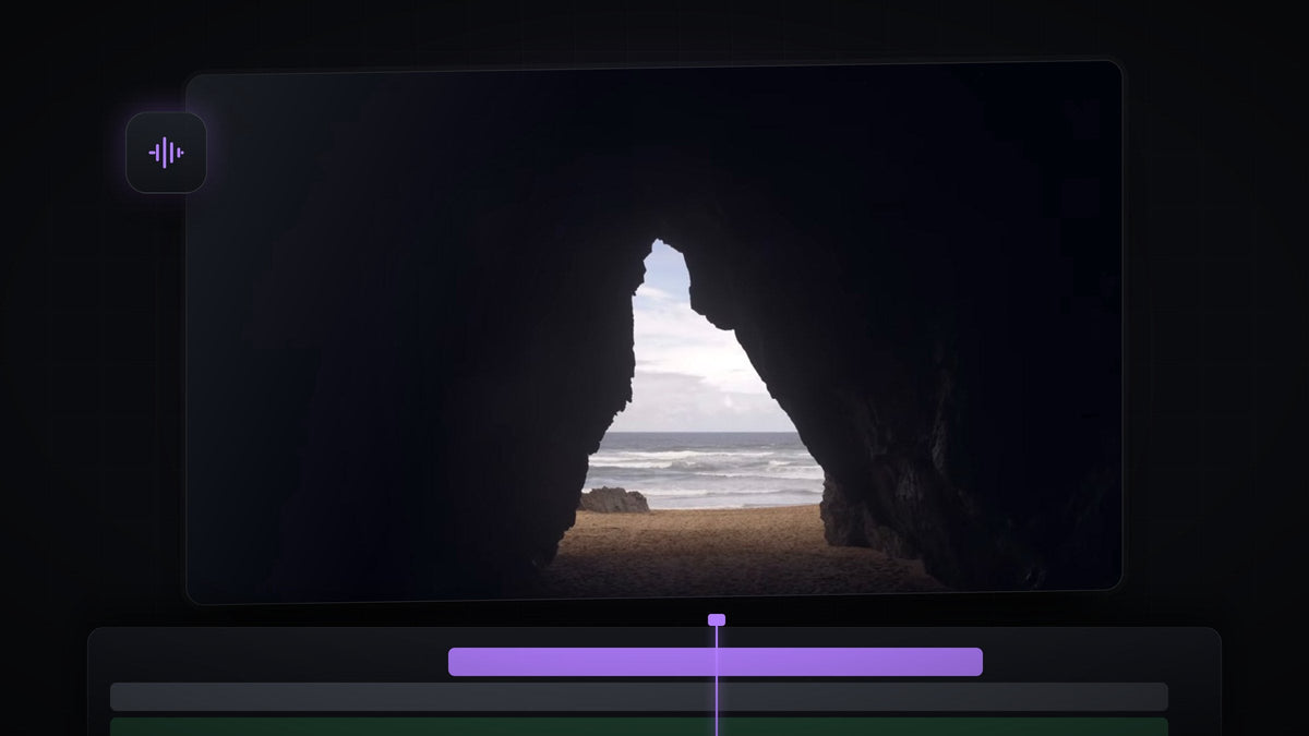 A dark cave opening onto a beach, used to show the echo voice effect in Premiere Pro