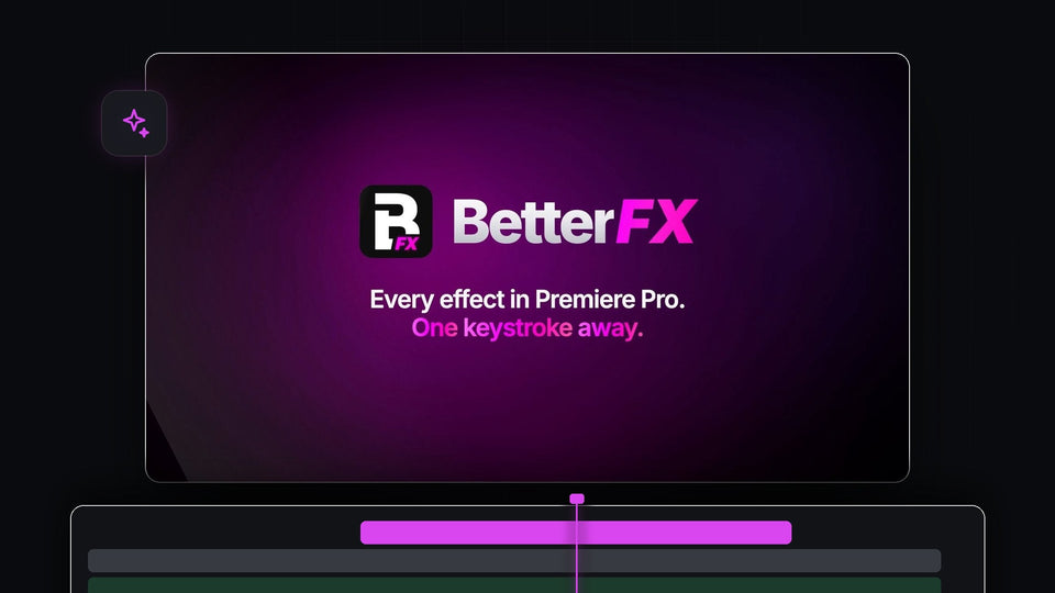 BetterFX logo with the line Every effect in Premiere Pro, one keystroke away