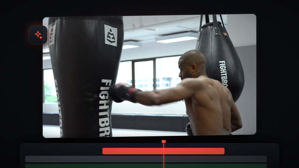 Boxer throwing a punch into a heavy bag in Premiere Pro, ready for an impact zoom effect