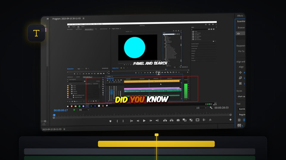Karaoke text effect in Premiere Pro with the words Did You Know highlighted in yellow and orange over a screen recording
