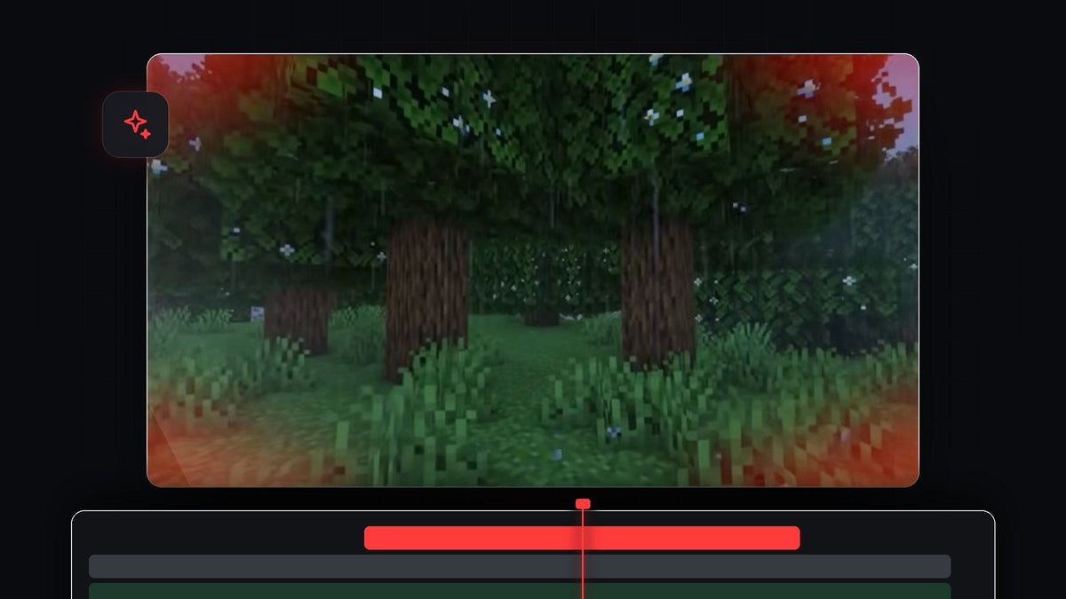 Minecraft forest scene with a red damage glow pulsing around the edges of the frame
