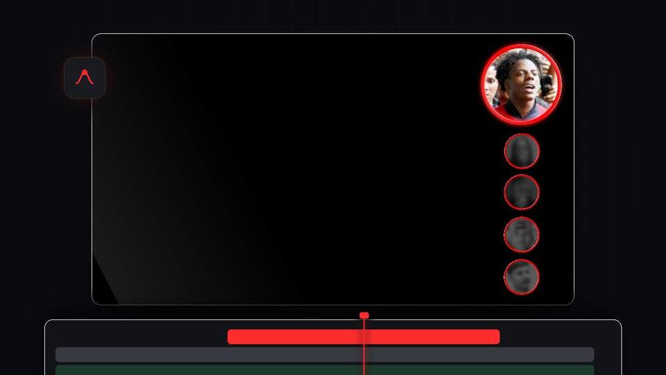 Row of circular profile pictures with red rings, one in focus and others blurred, in a Premiere Pro coin flip animation