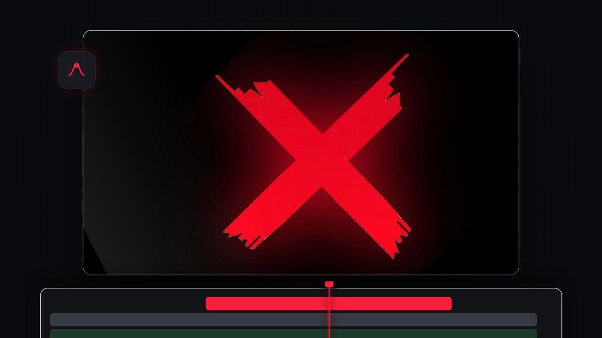 Glowing red brush stroke cross on a black background, the MrBeast elimination animation made in Premiere Pro