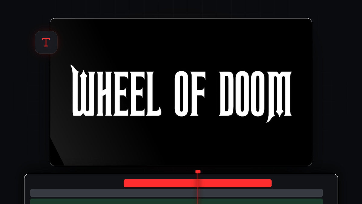 Bold white Wheel of Doom title text on a black background in the Premiere Pro program monitor
