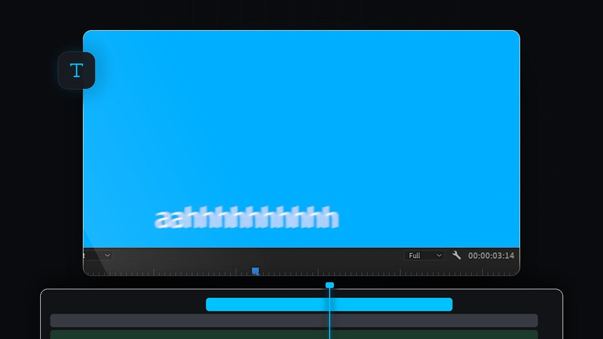 Motion blurred shaking text on a bright blue background in Premiere Pro