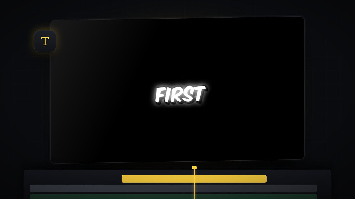 A glowing white word on black, the finished smooth caption effect in Premiere Pro