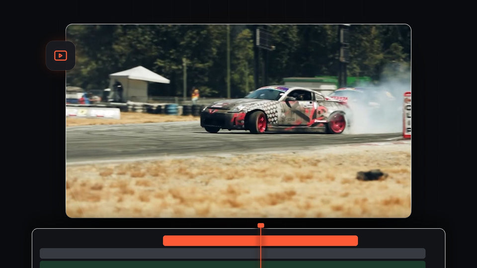 Drift car sliding on a track in a clip being sped up in Premiere Pro