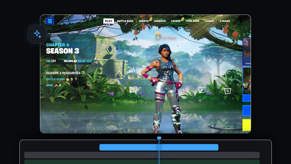 A video game character on a jungle menu screen, ready for a stretched effect in Premiere Pro