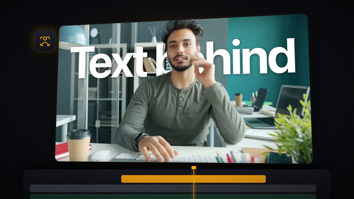 Text placed behind a person in a video made in Premiere Pro