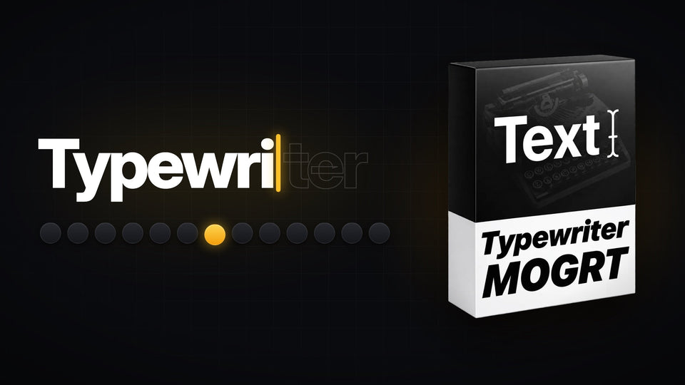 Typewriter text effect revealing a word letter by letter next to the Typewriter template for Premiere Pro