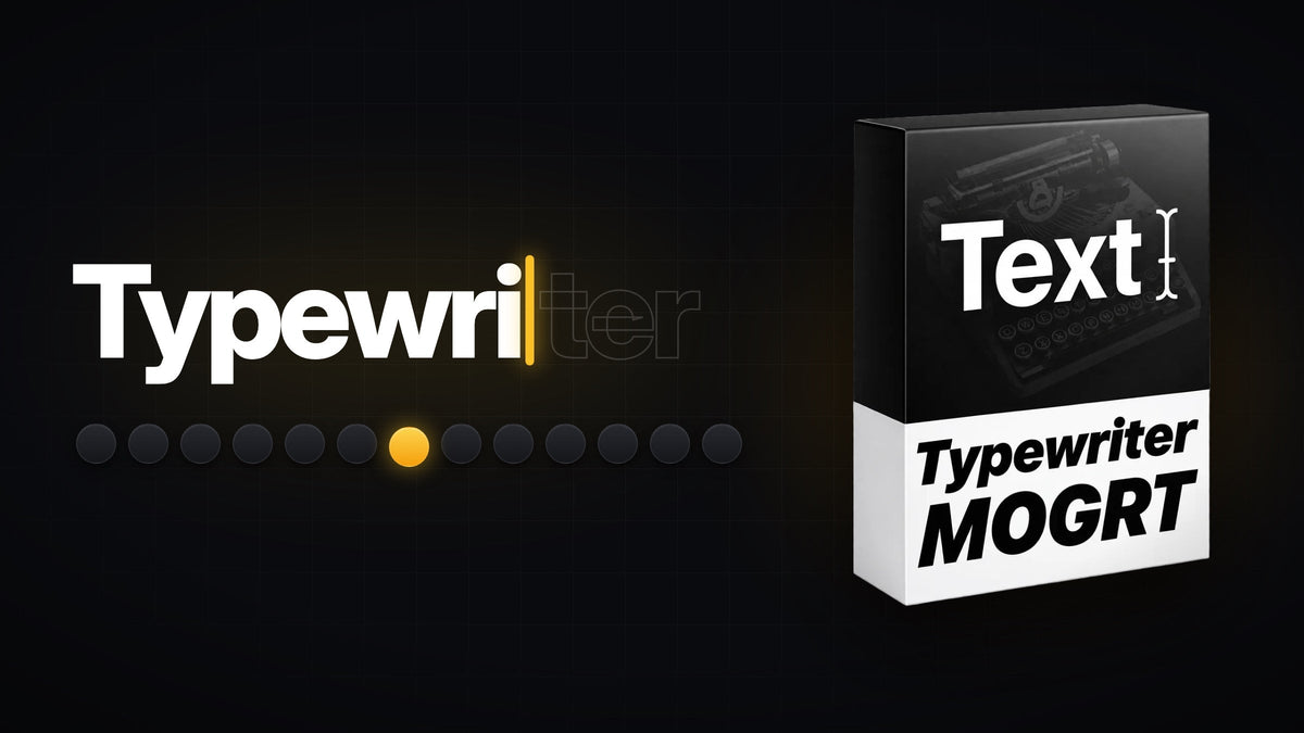 Typewriter text effect revealing a word letter by letter next to the Typewriter template for Premiere Pro