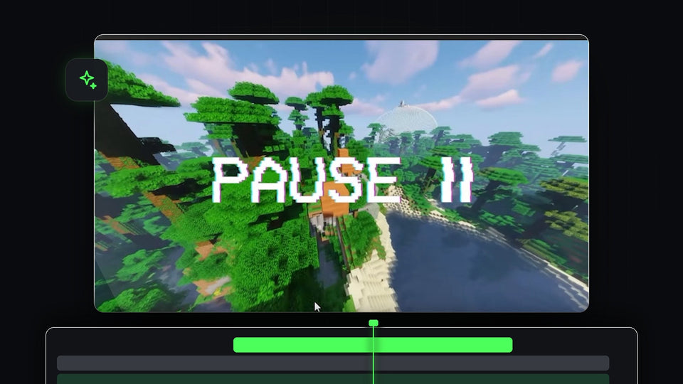 Pause icon over a frozen Minecraft jungle scene, the video pause effect in Premiere Pro