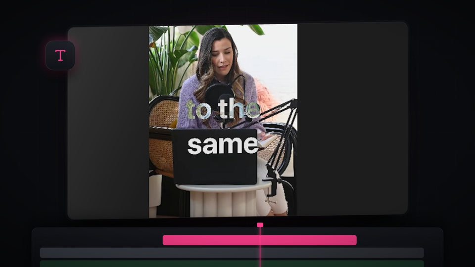 Viral TikTok text effect in Premiere Pro with white words blended into a vertical video of a woman at a laptop