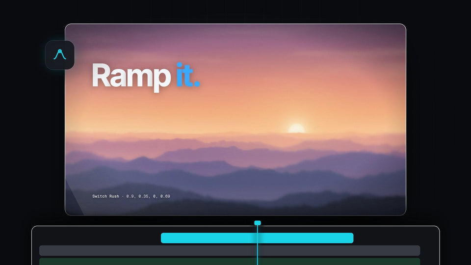 A sunset over layered mountains with the words Ramp it, from the EaseFlow launch film