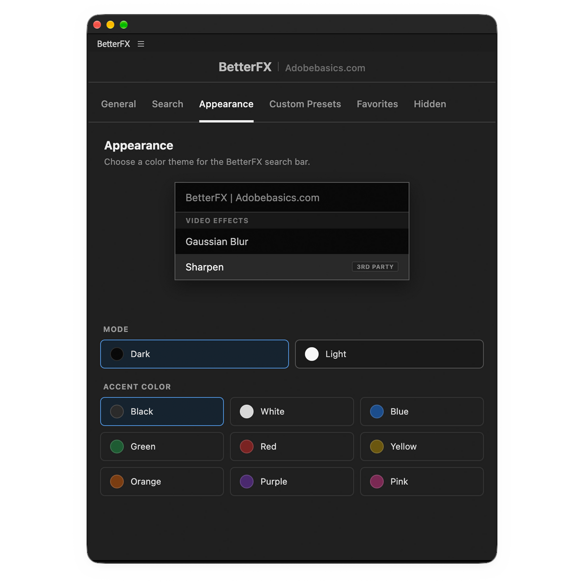 BetterFX – All Your Effects. One Shortcut.