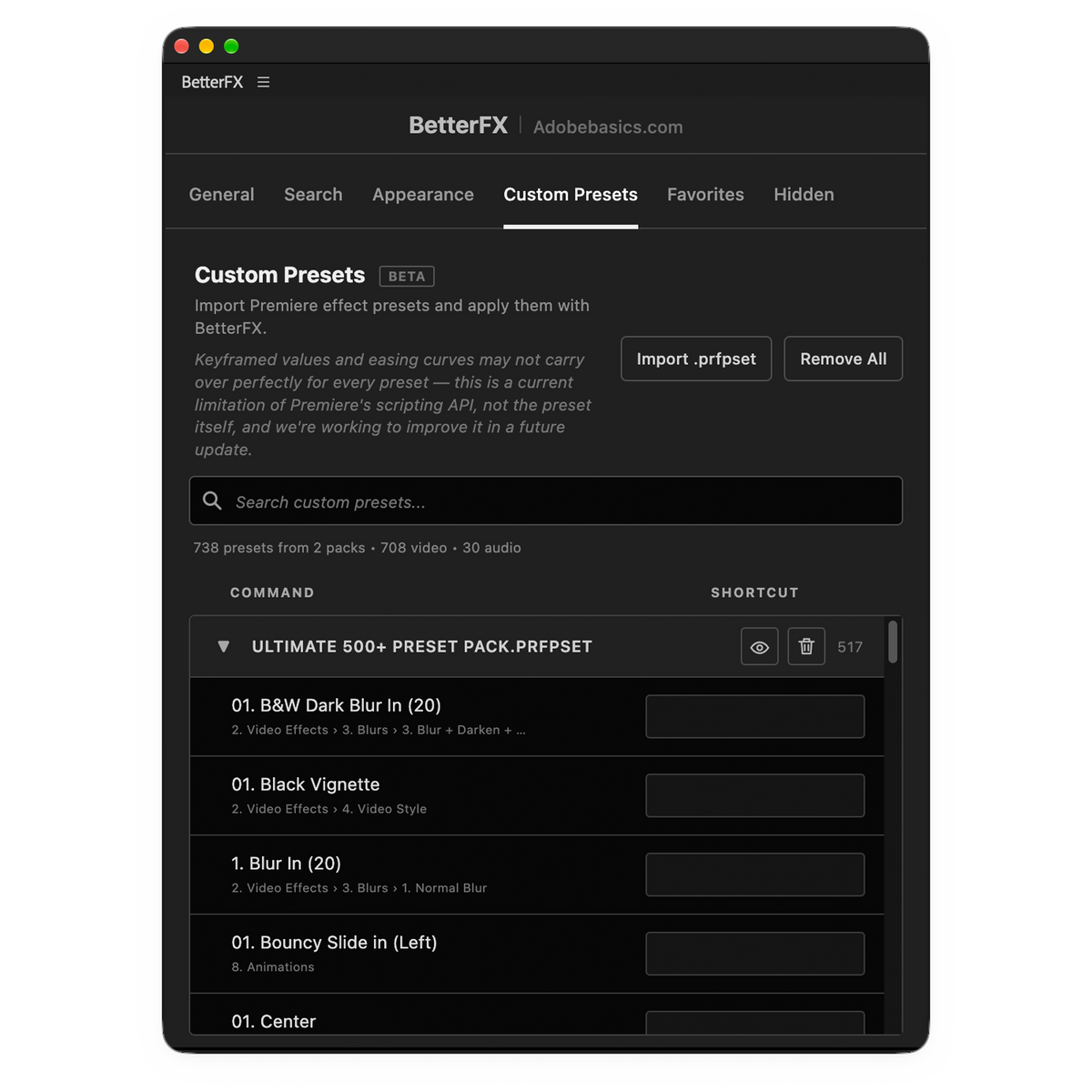 BetterFX – All Your Effects. One Shortcut.