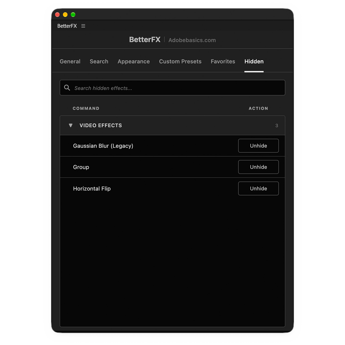 BetterFX – All Your Effects. One Shortcut.