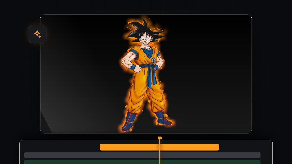 Anime character surrounded by an orange flickering aura glow effect made in Premiere Pro