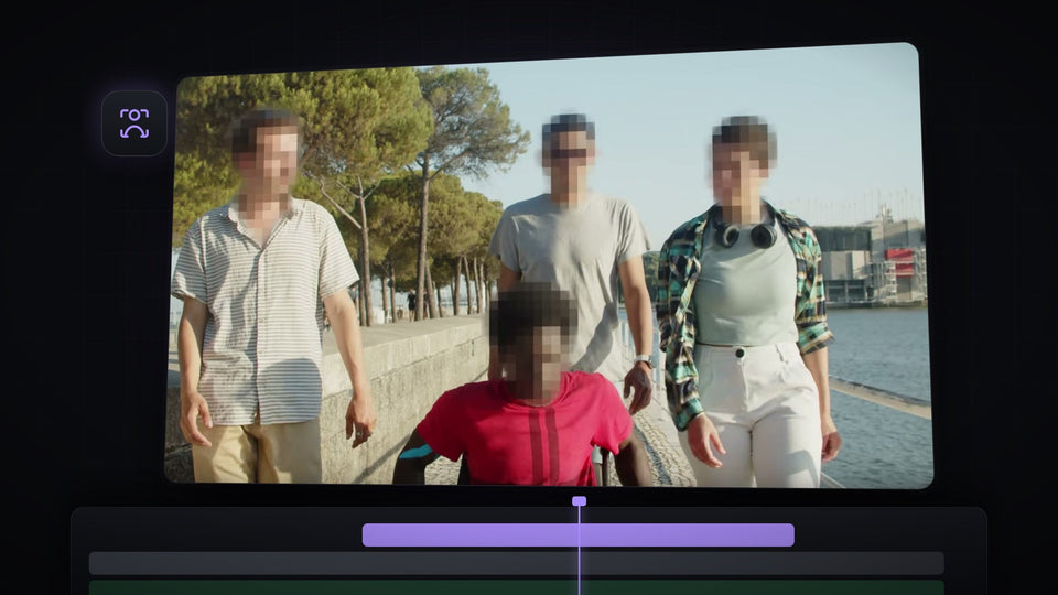 Group of people with blurred faces in a video edited in Premiere Pro