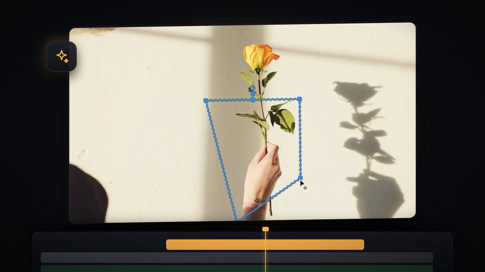 Premiere Pro Program Monitor with a pen mask drawn around a yellow flower, ready to blur