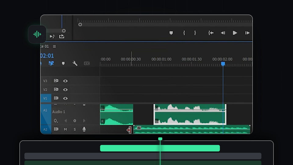 Audio timeline in Premiere Pro with a sound effect covering a removed swear word