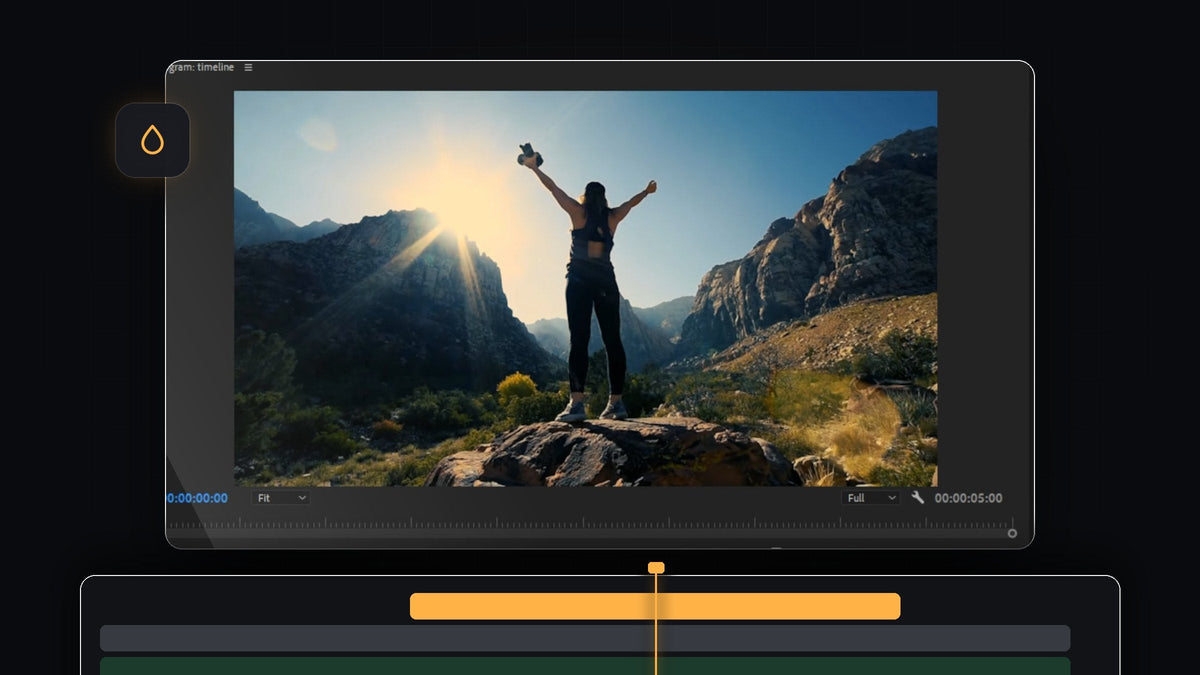 Woman with raised arms on a mountain at sunrise, color graded in Premiere Pro with Lumetri Color