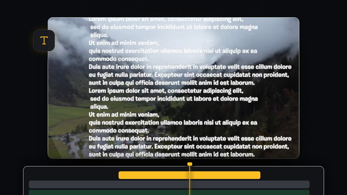 White credits text scrolling over a misty mountain valley in Premiere Pro