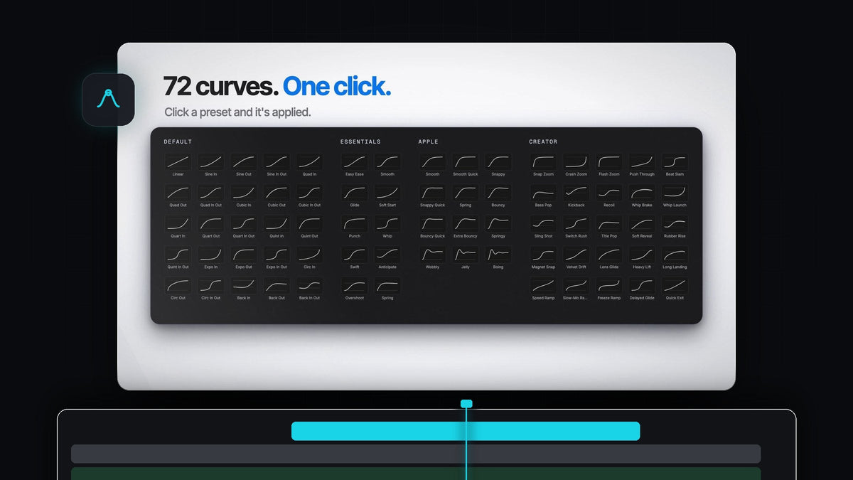 EaseFlow easing preset library for Premiere Pro with Default, Essentials, Apple and Creator curves