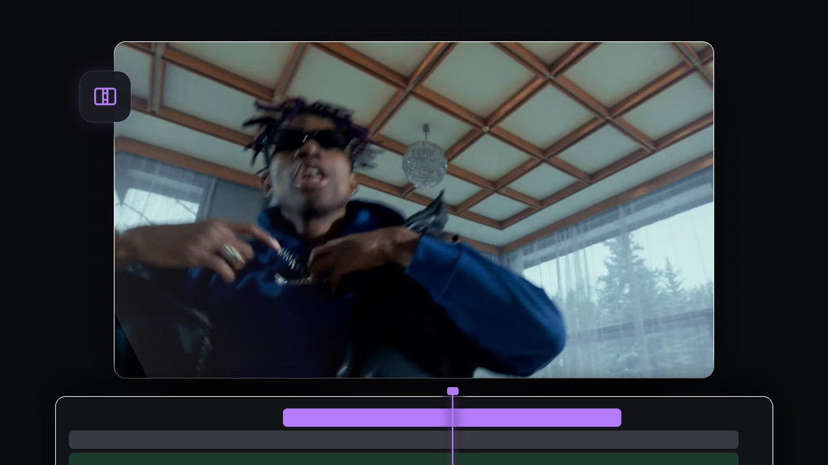 Rapper in sunglasses in a motion blurred flutter cut frame in Premiere Pro