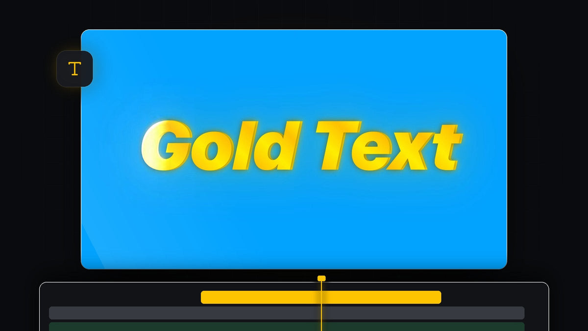 Shiny gold text effect with a yellow and orange gradient on a blue background