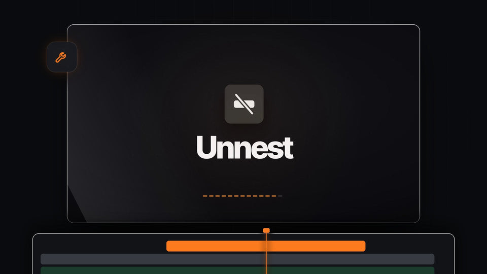 The Mako Unnest tool for Premiere Pro: the Unnest button icon and name on a dark background
