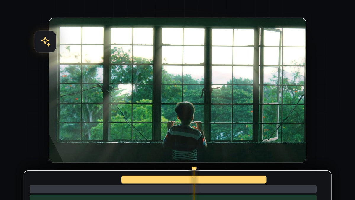 Soft beams of light rays shining through a large window onto a boy, made in Premiere Pro