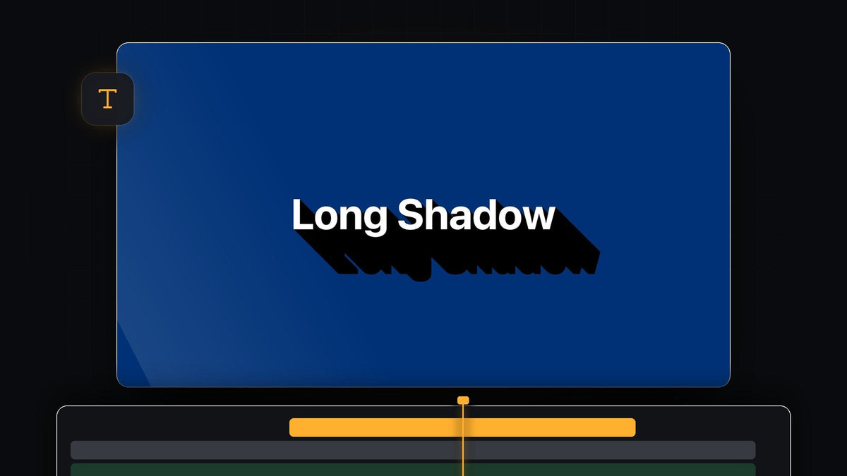 White text with a long black shadow on a blue background in Premiere Pro