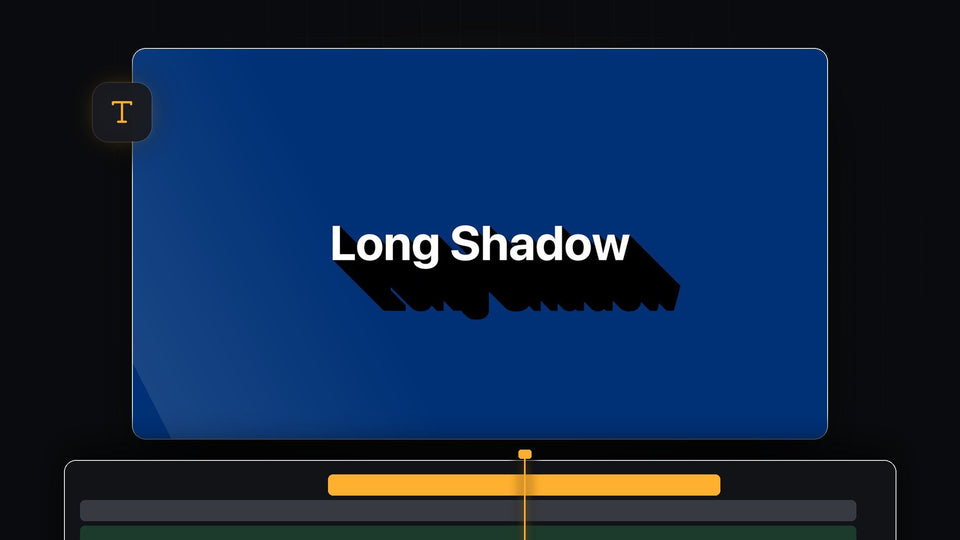 White text with a long black shadow on a blue background in Premiere Pro