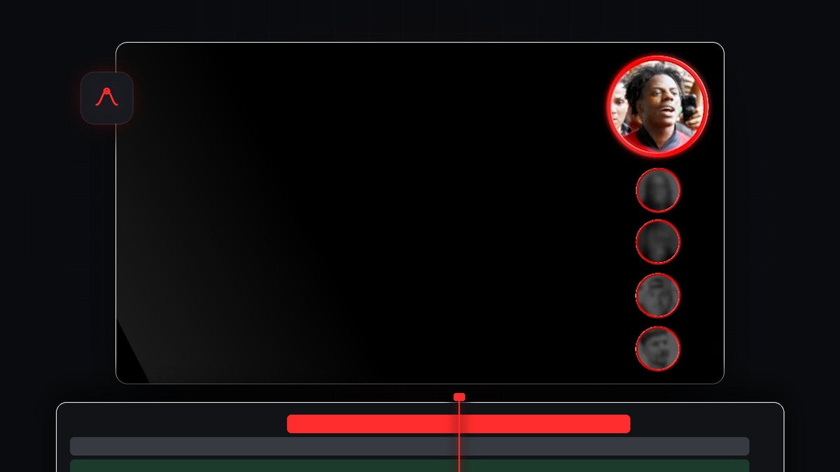 Row of circular profile pictures with red rings, one in focus and others blurred, in a Premiere Pro coin flip animation