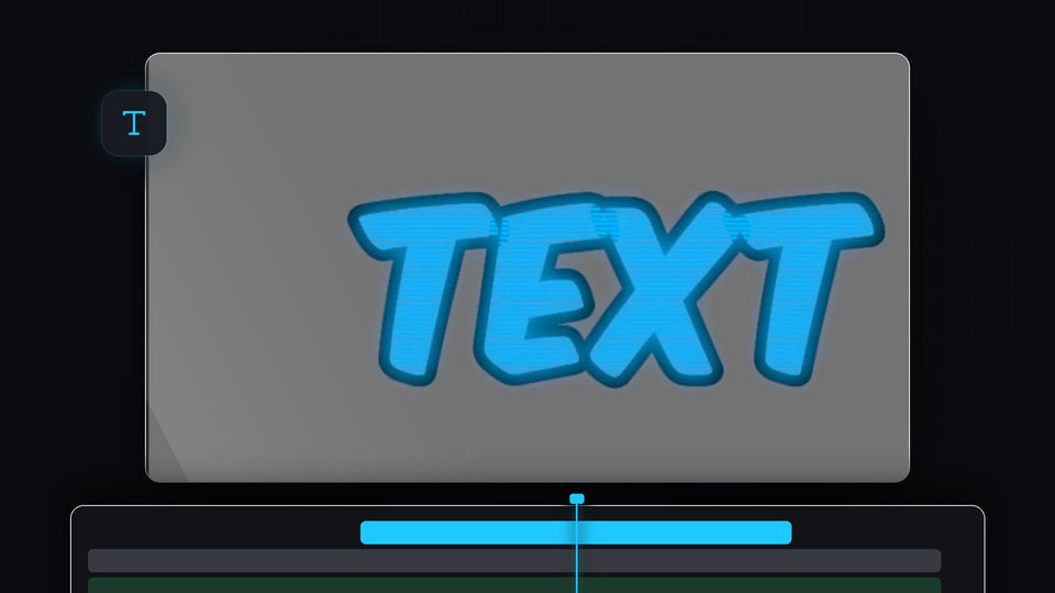 Cyan hologram text with scan lines and a soft glow in the Premiere Pro Program Monitor