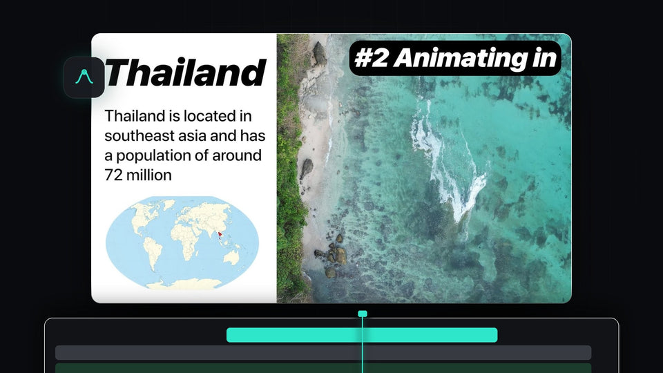 White sidebar with title, text and a map next to drone footage of a beach in Premiere Pro