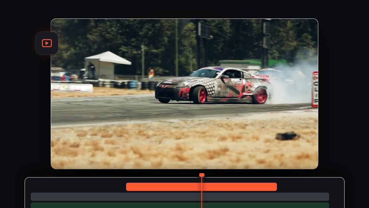 Drift car sliding on a track in a clip being sped up in Premiere Pro