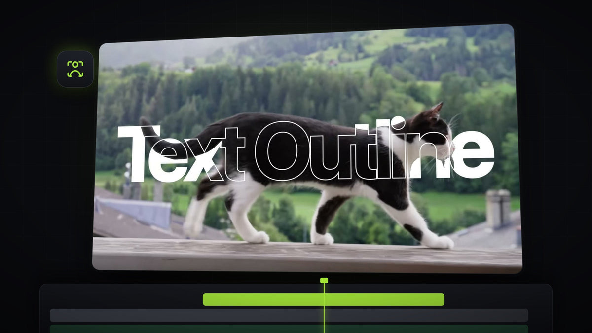 Text outline effect with a cat walking in front of the words