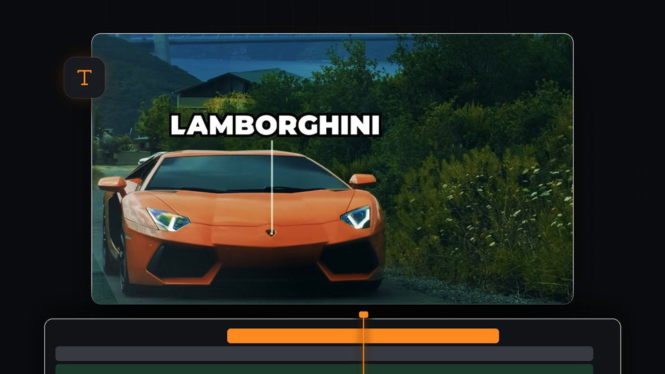 Text label Lamborghini tracking an orange sports car in Premiere Pro