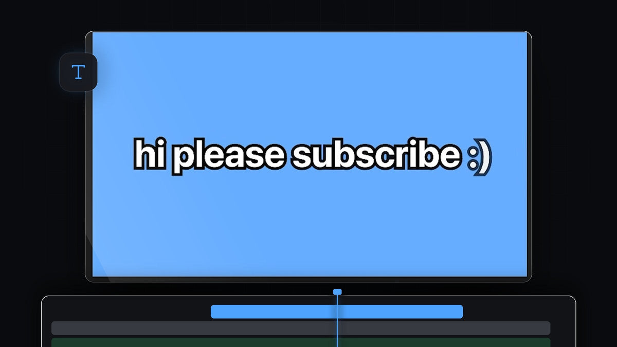 Bold white subtitle text on a blue background animated with a text template in Premiere Pro