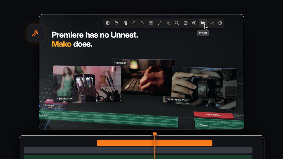 Mako Unnest putting the clips from a nested sequence back on their own tracks in Premiere Pro