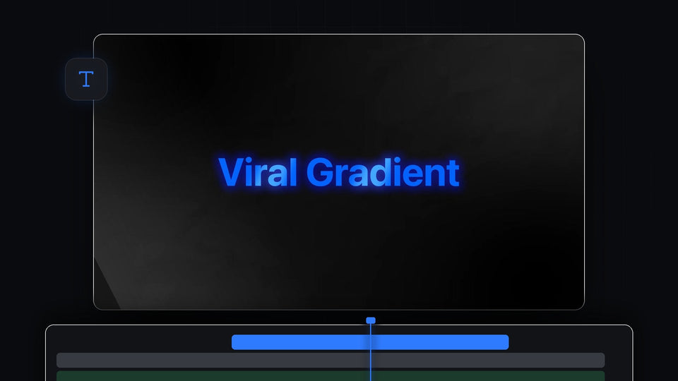 Glowing blue text reading Viral Gradient on a dark background, made with a shine effect in Premiere Pro