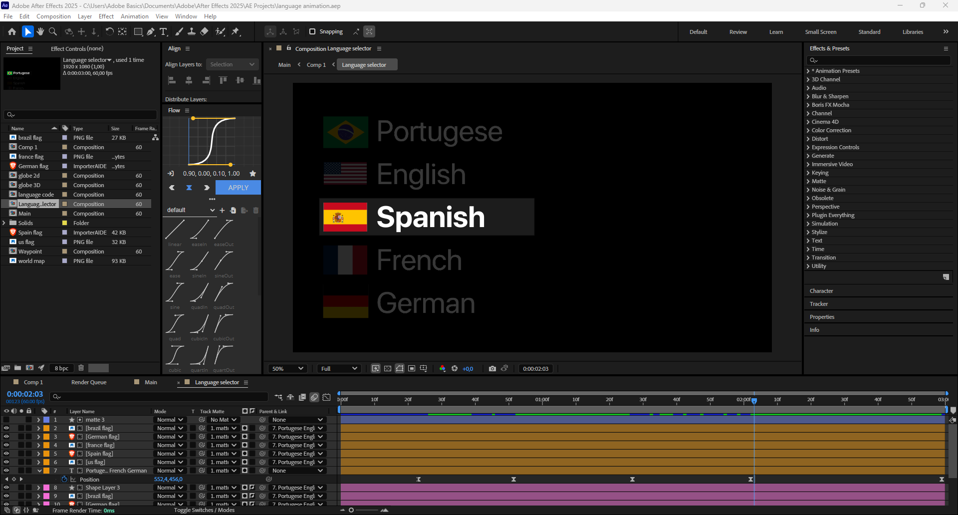 Advanced language selector globe